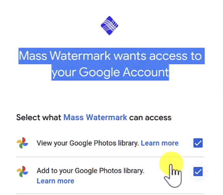 google photos access mass watermark